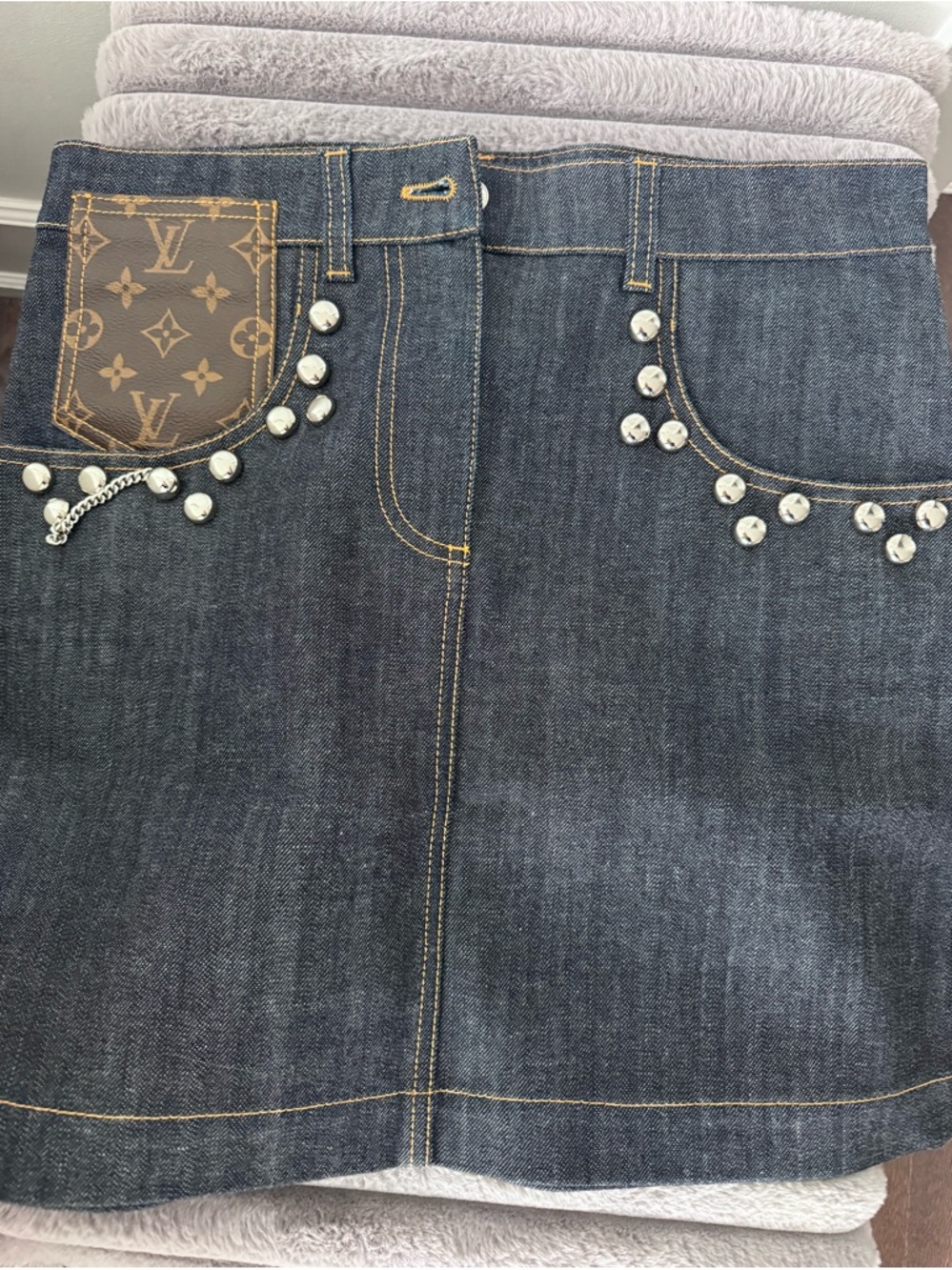 Louis Vuitton Dark Blue Denim Skirt
